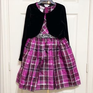 Bonnie Jean Taffeta Pink & Black Plaid Dre…